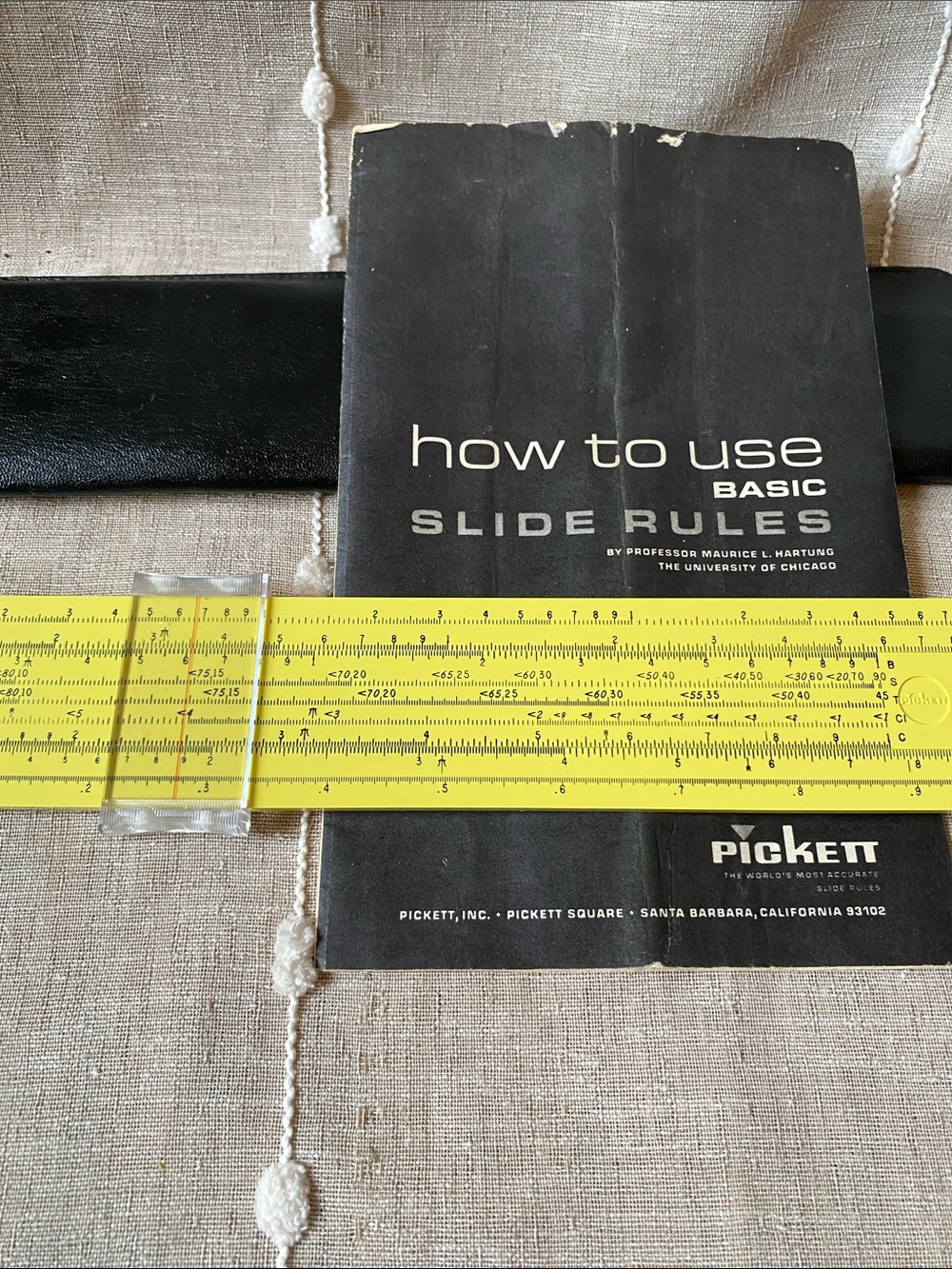 Vintage Pickett Yellow Slide Rule with How To Use Manual & black case